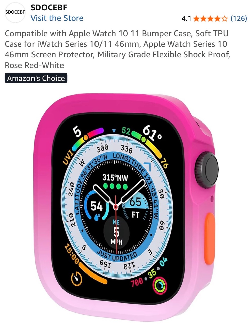 Bright Pink Protective Apple Watch Case with Orange Accent